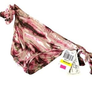 LUCKY BRAND Pink Tie Dye Ruffle Tie Bikini Bottoms